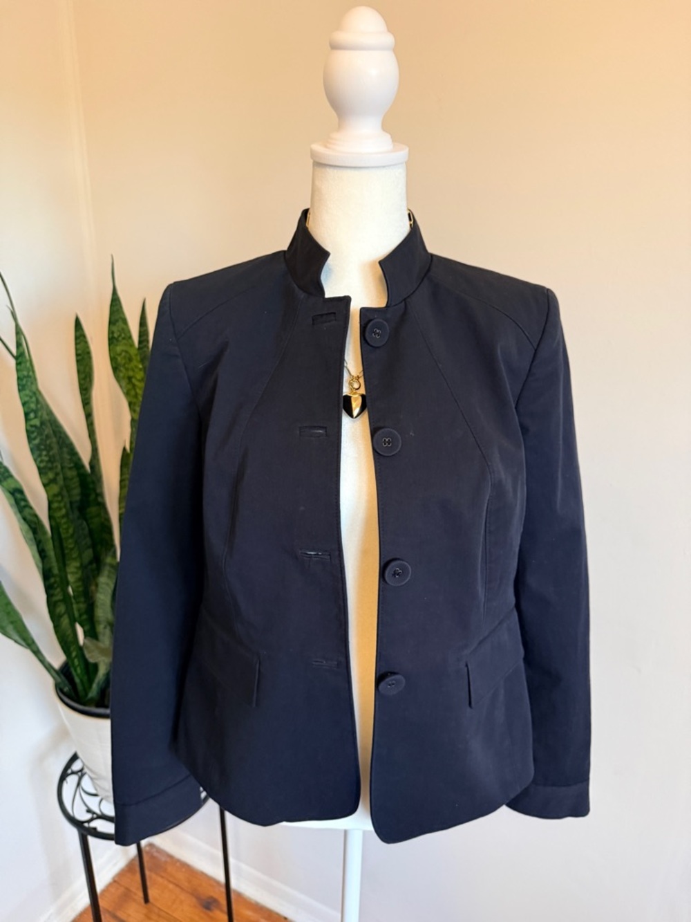 Alfani | Black Stand-Collar Button Blazer
